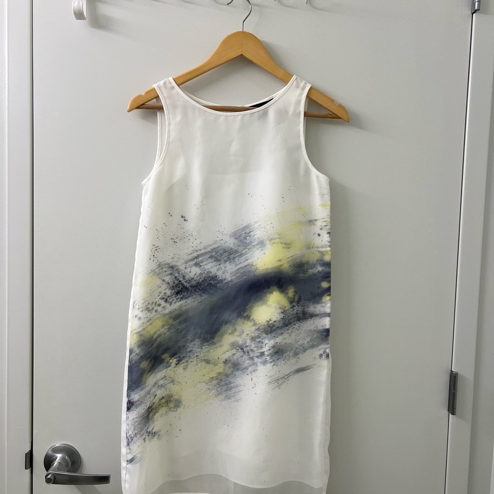 Armani Exchange White and Blue Artistic Mini Dress
